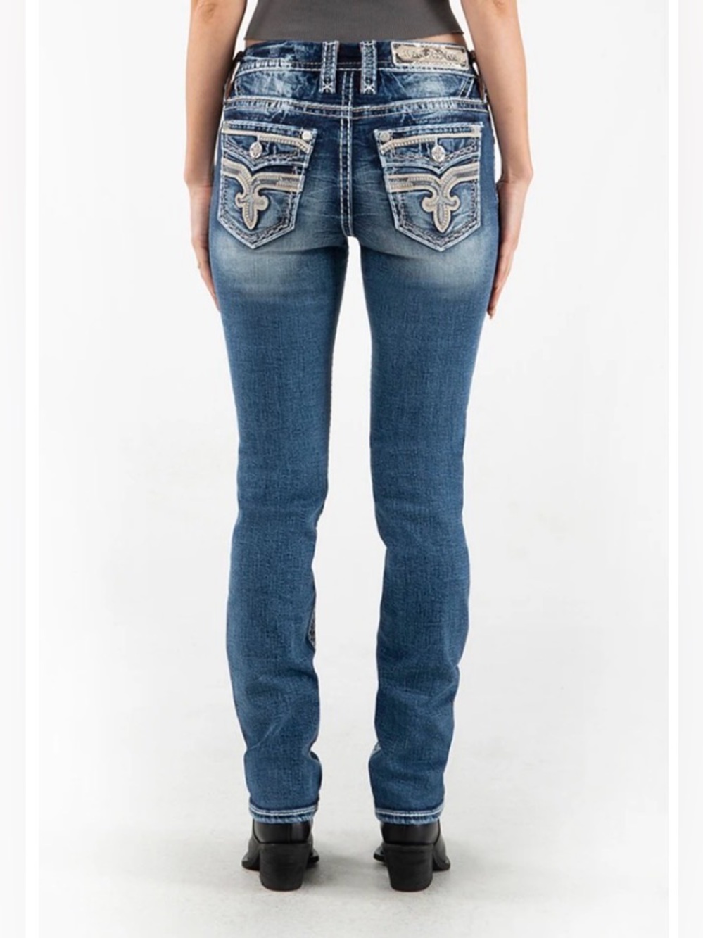 Rock Revival ♠️Embellished Back Pocket Blue Women's Jeans
